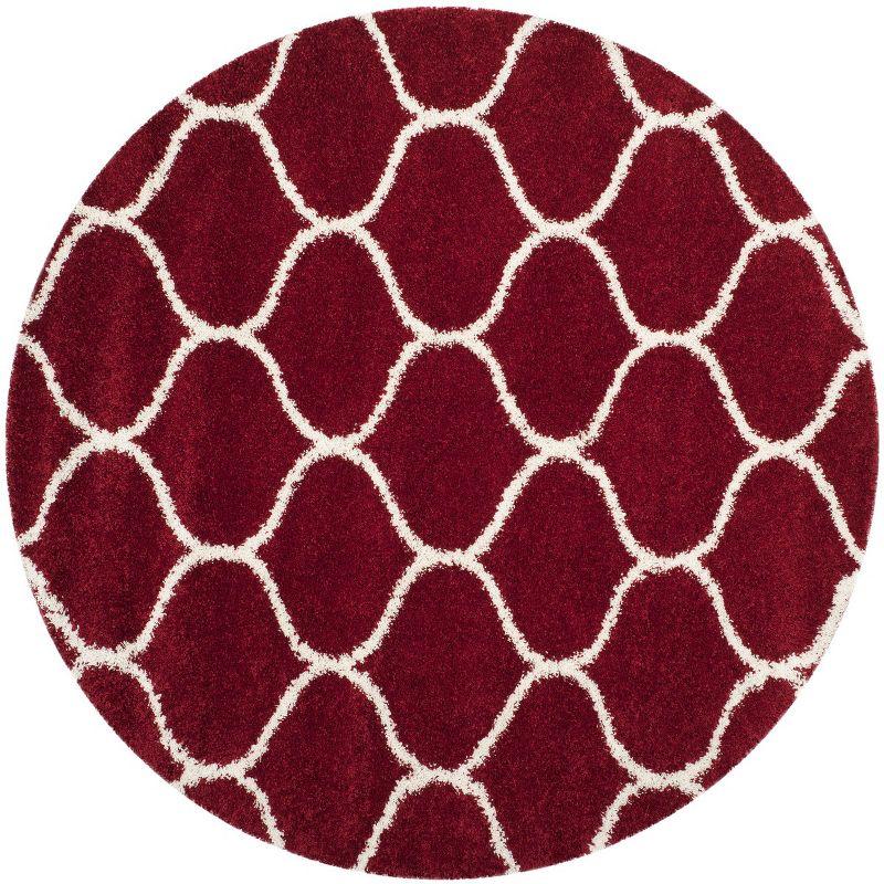 Hudson Shag SGH280 Power Loomed Indoor Area Rug - Red/Ivory - 7' Round - Safavieh