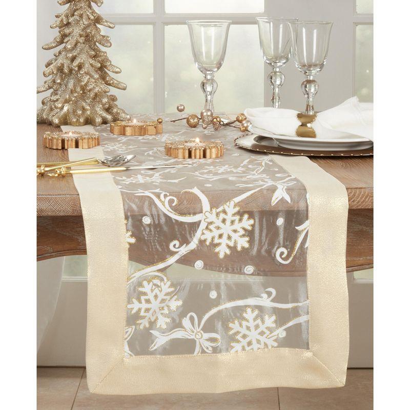 Runner_Snowflake And Ribbon Design Printed Table Runner