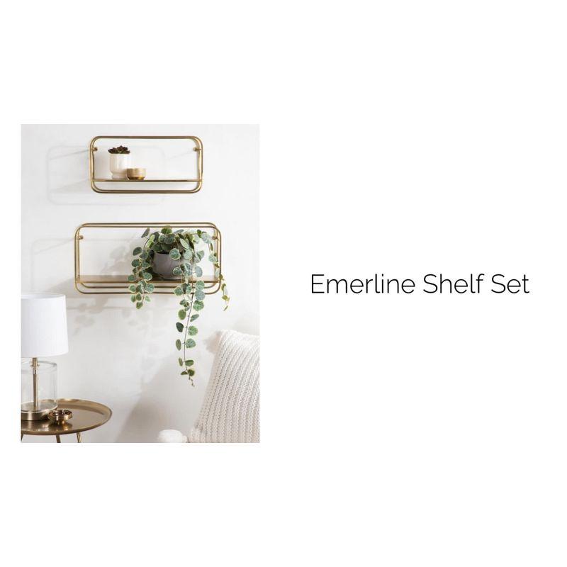 Kate & Laurel All Things Decor 21" x 10" (Set of 2) Emerline Decorative Wall Shelves Set Gold: Modern Metal Floating Shelf