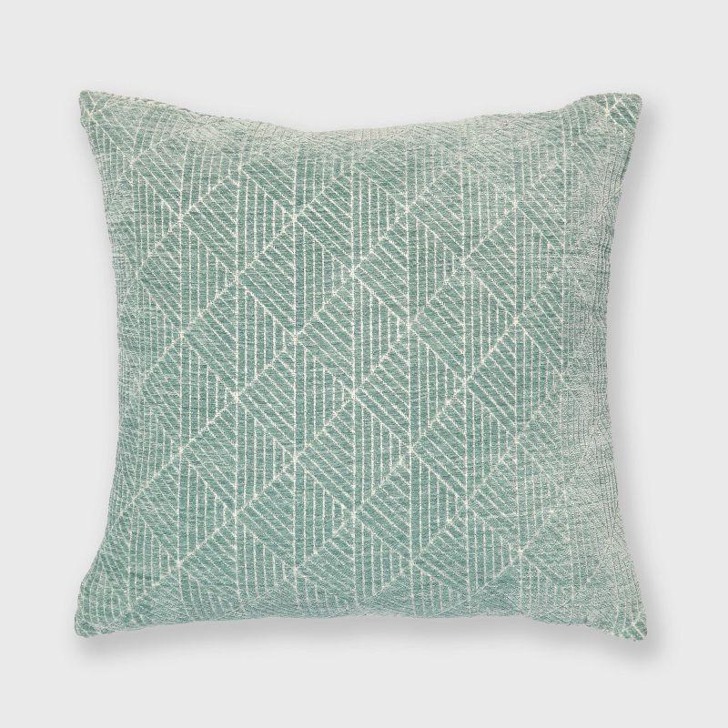 Freshmint 18" Geometric Chenille Reversible Throw Pillow