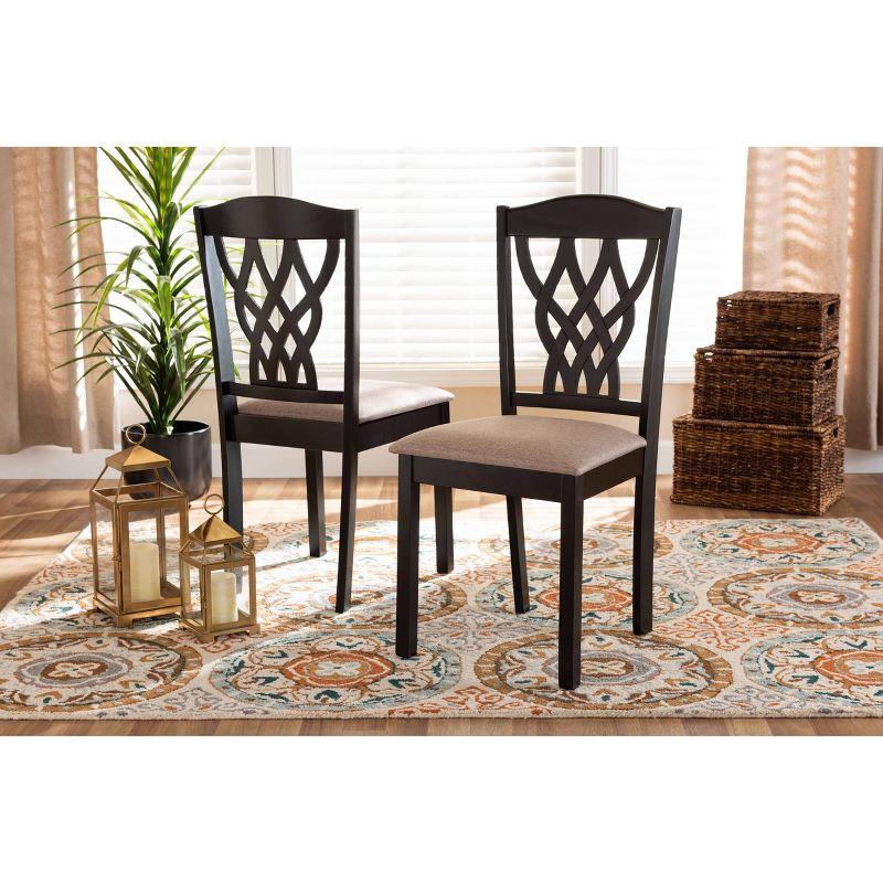 2pc Delilah Fabric Upholstered and Wood Dining Chairs - Baxton Studio