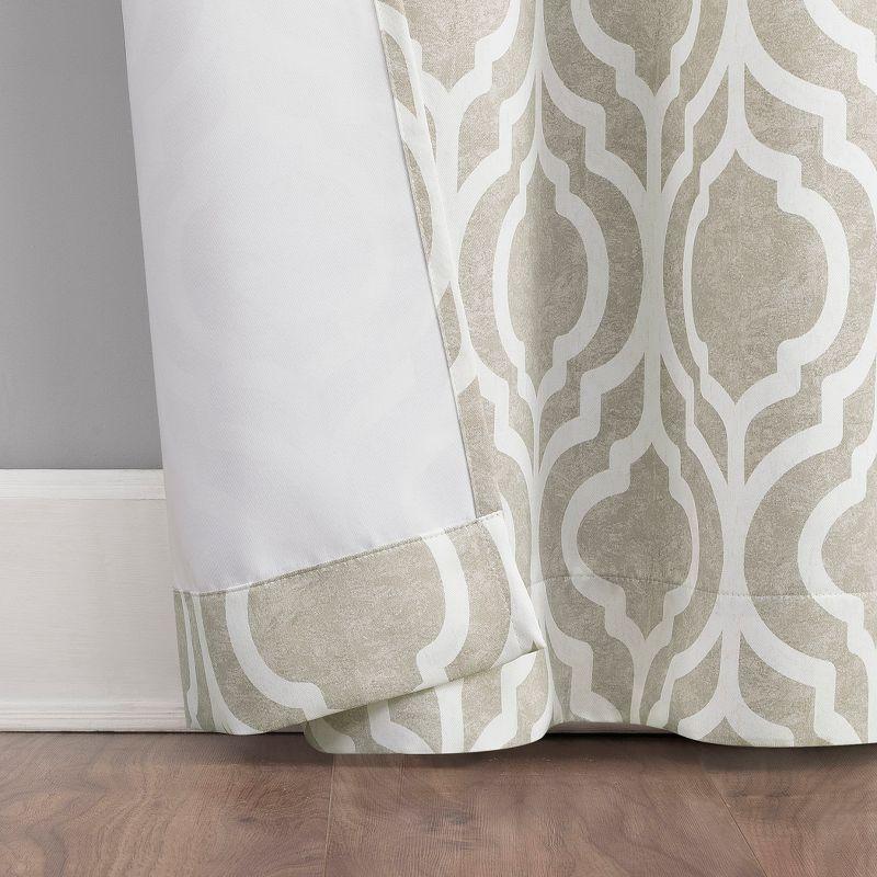 Sun Zero Eldon Gray Trellis Print Blackout Grommet Curtain Panel