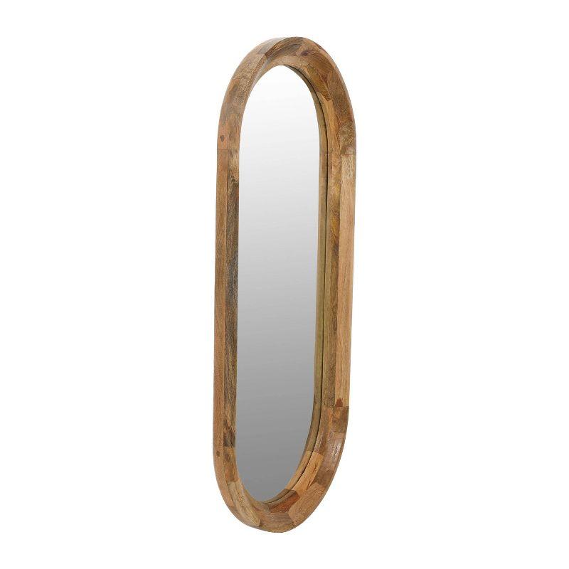 Storied Home Oval Wood Framed Wall Mirror Natural