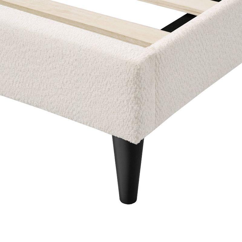 24/7 Shop At Home Queen Heartwild Modern Boucle Upholstered Wingback Platform Bed White