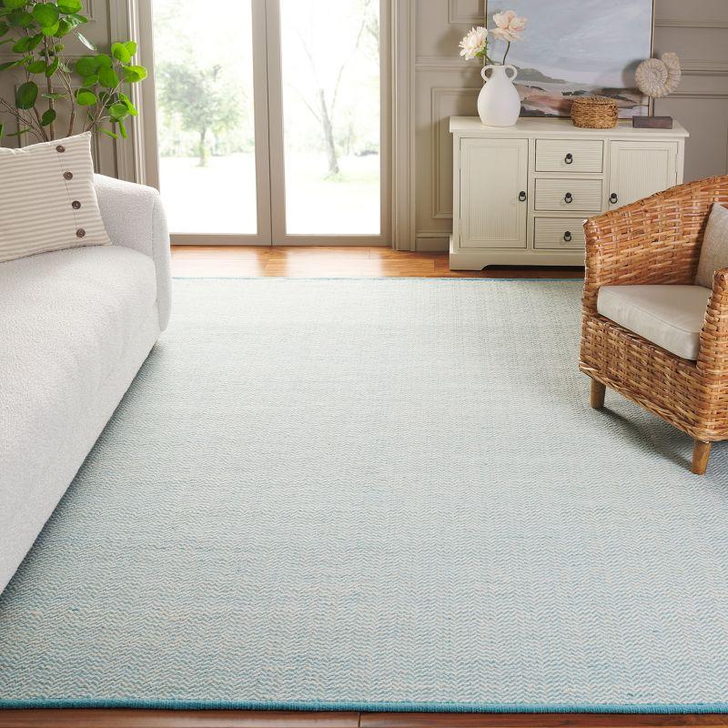 Teal and Ivory Hand-Knotted Wool 8' x 10' Area Rug