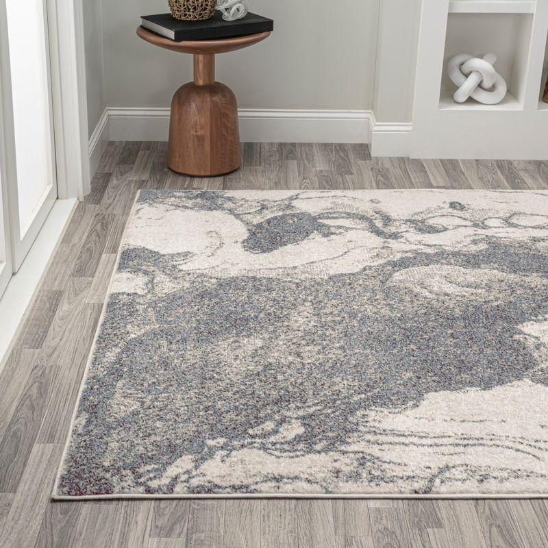 5' x 8' Marmo Abstract Marbled Modern Area Rug, Gray/Cream - JONATHAN Y