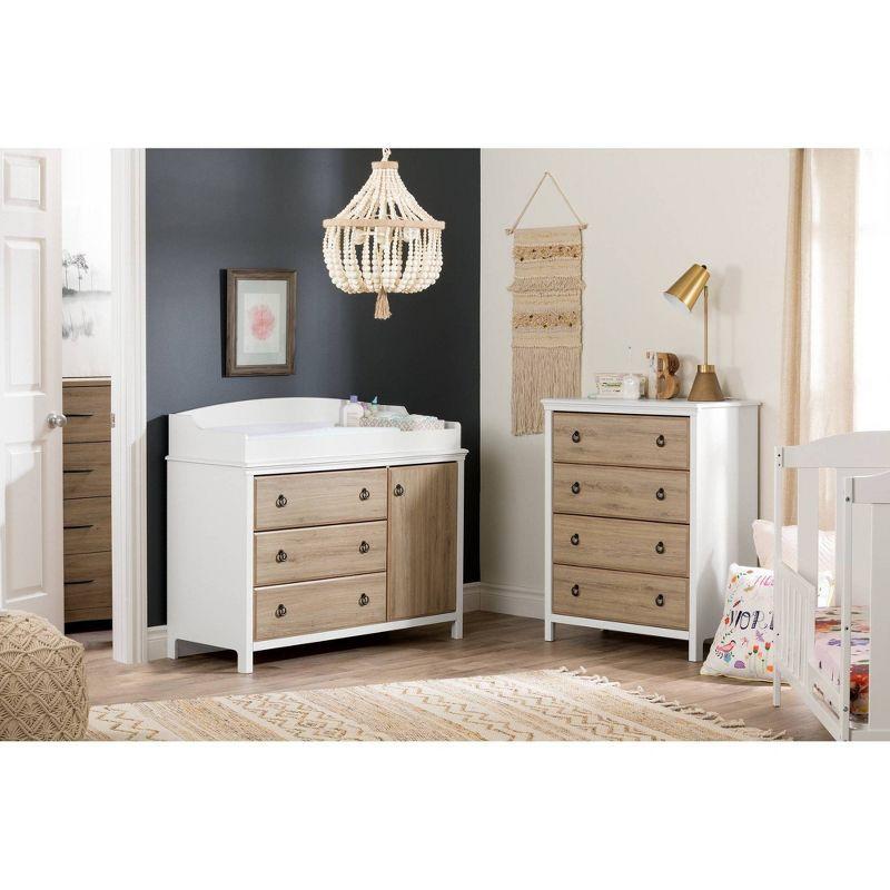 Cotton Candy 4-Drawer Kids' Chest Pure White and Rustic Oak  - South Shore