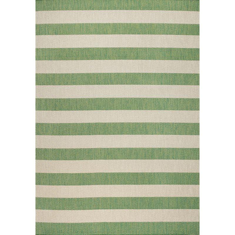 4' x 6' Negril Two-Tone Wide Stripe Indoor/Outdoor Area Rug, Green/Cream - JONATHAN Y