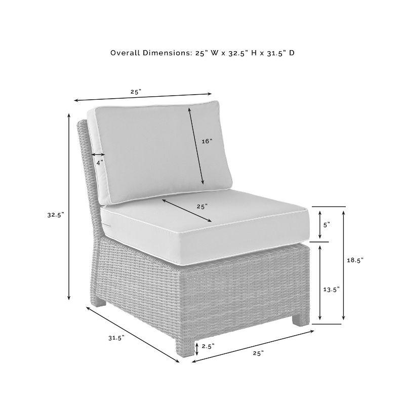 Bradenton Outdoor Wicker Sectional Center Chair - Navy/Gray - Crosley: Steel Frame, UV & Weather-Resistant