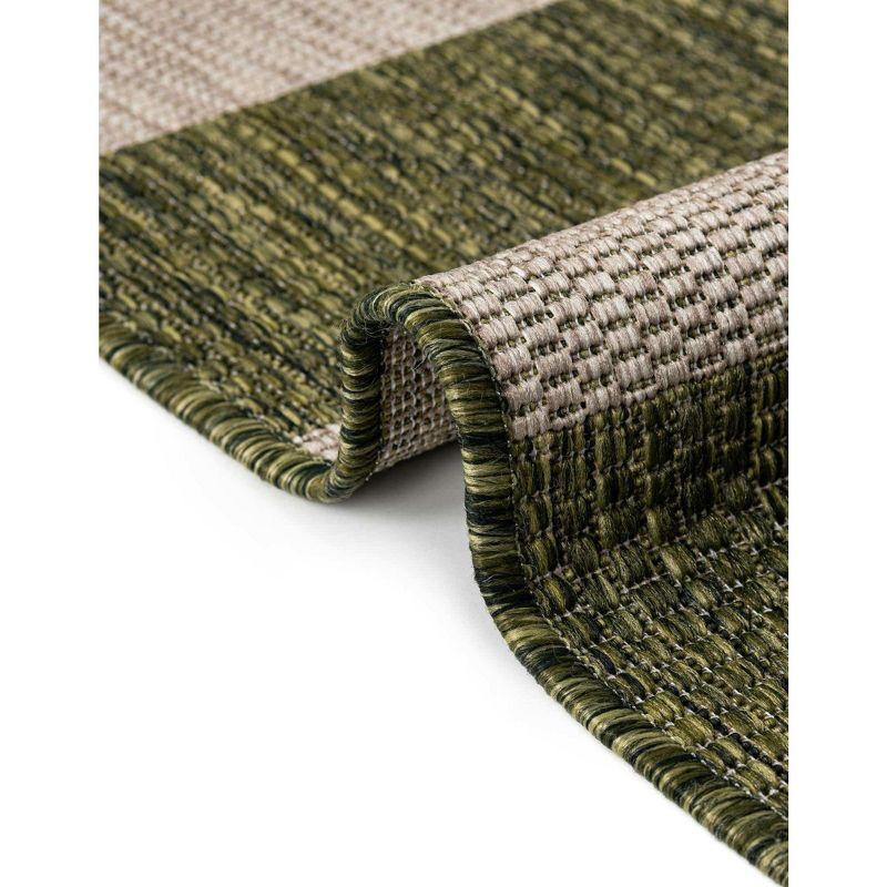 Green Stripe Easy-Care Synthetic Outdoor Area Rug 9' x 12'