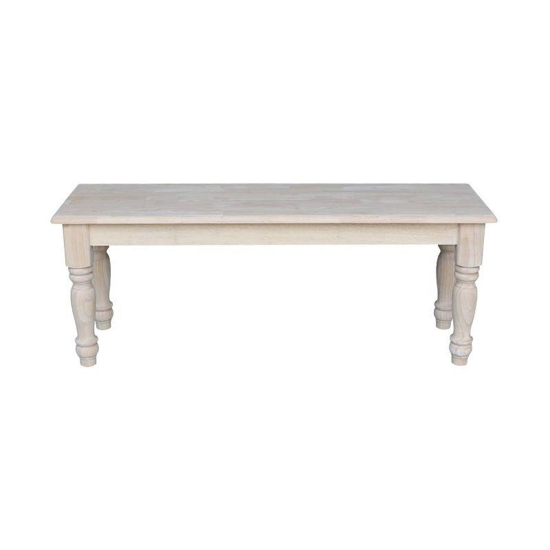 Farmhouse Bench - Unfinished - International Concepts: Hardwood Rectangular Seat for Dining & Bedroom, Seats 2