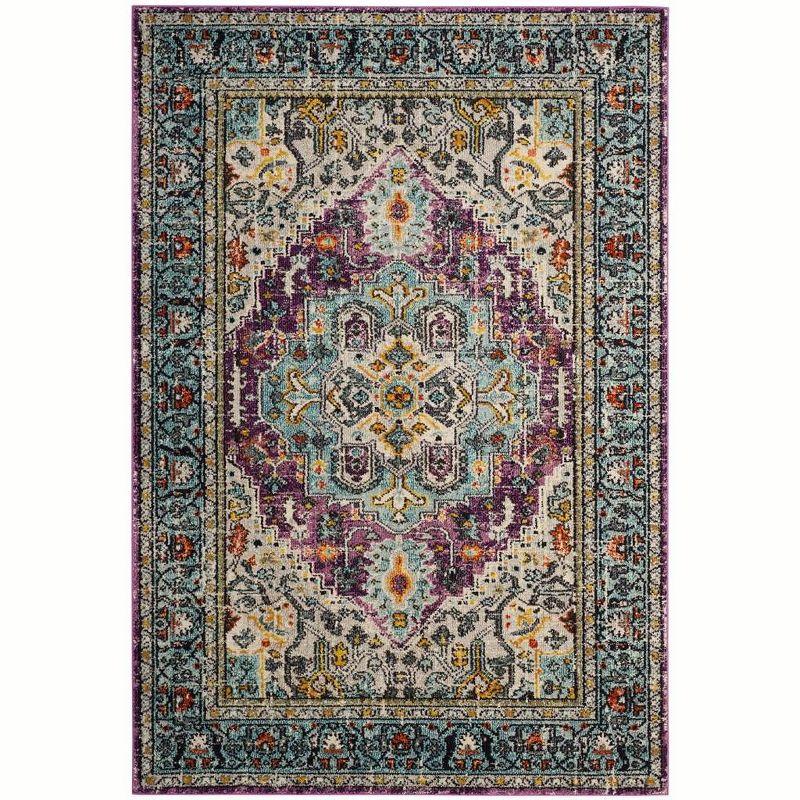 Bohemian Chic Light Blue Synthetic 6'7" x 9'2" Area Rug