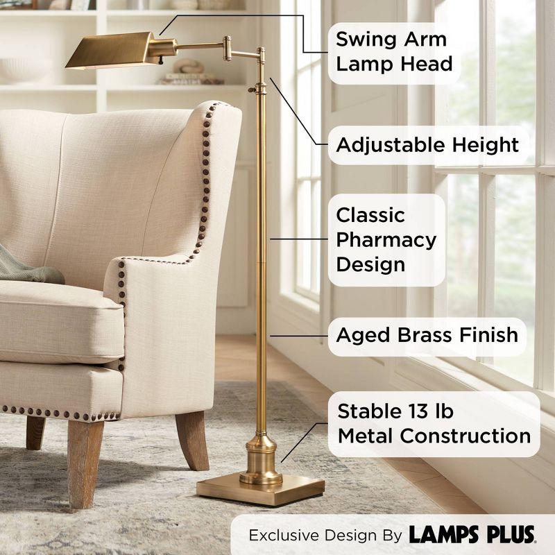 Adjustable Aged Brass Pharmacy Swing Arm Floor Lamp