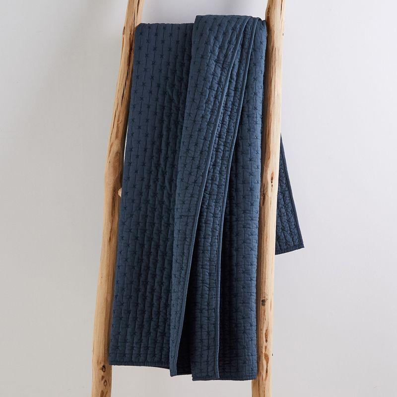 Cross Stitch Navy Quilted Throw- Levtex Home