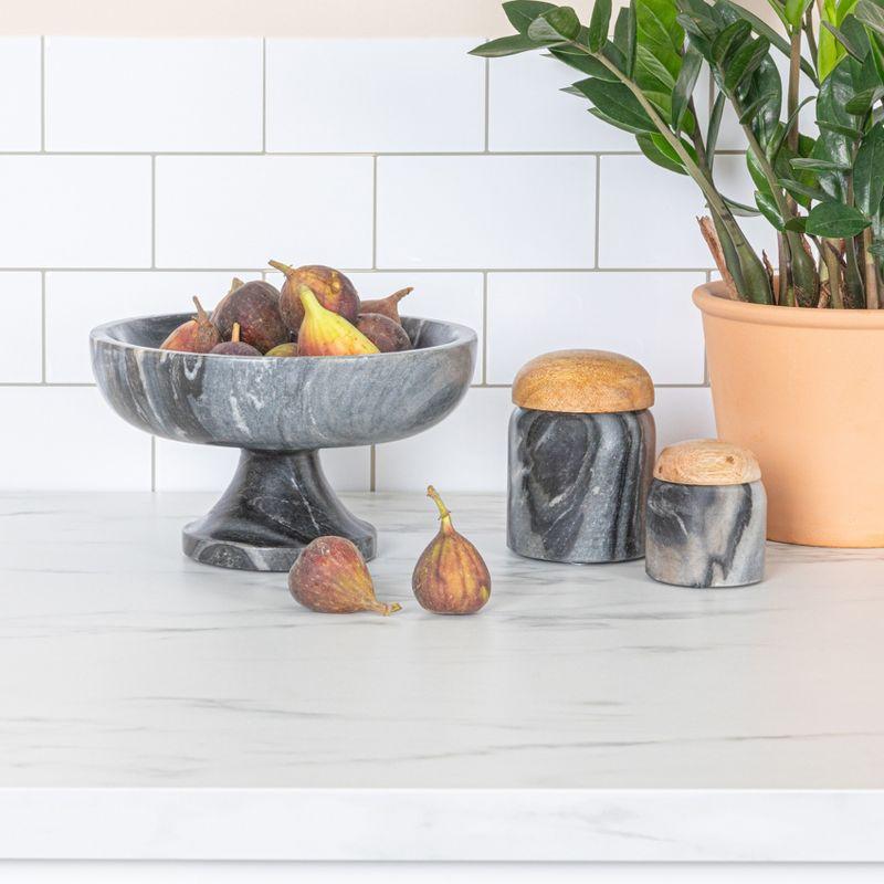Storied Home Marble Footed Pedestal Bowl, Gray
