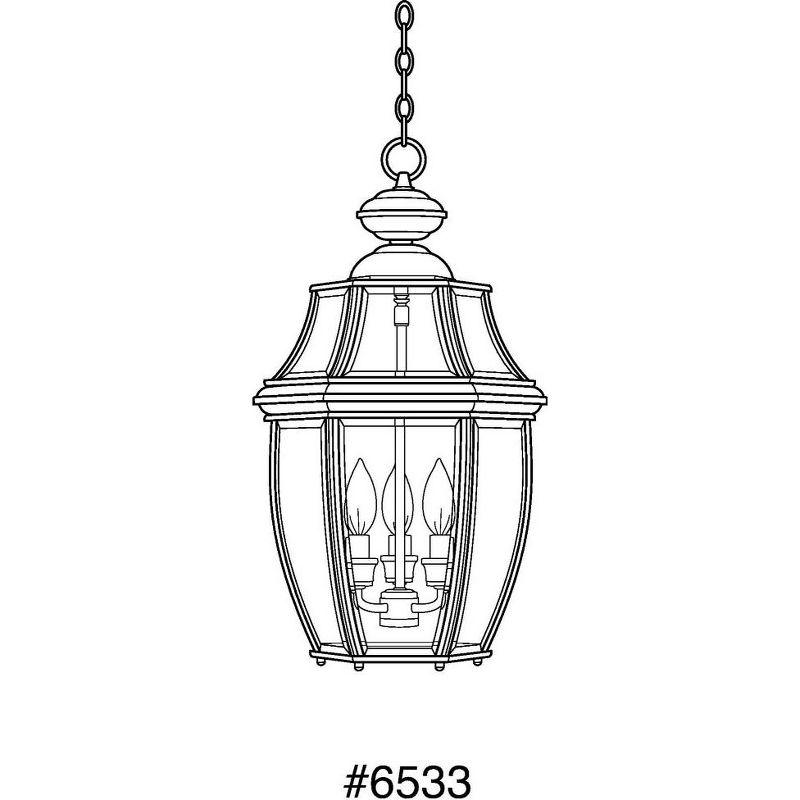 Progress Lighting New Haven 3-Light Outdoor Hanging Lantern, Black, Clear Beveled Glass