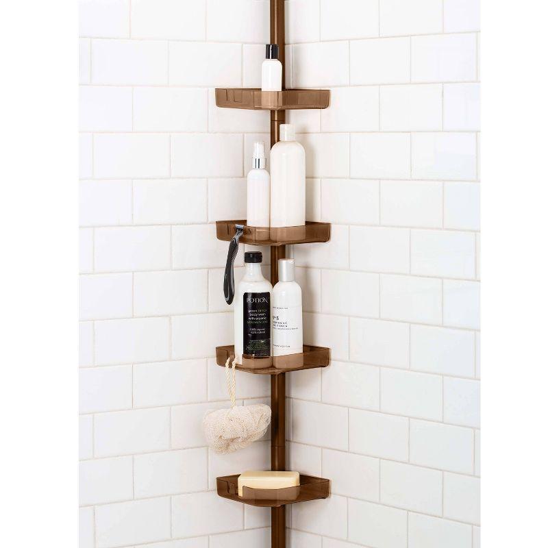 4 Tier Tension Corner Shower Caddy Bronze - Bath Bliss: Adjustable Bathroom Storage Organizer Rack