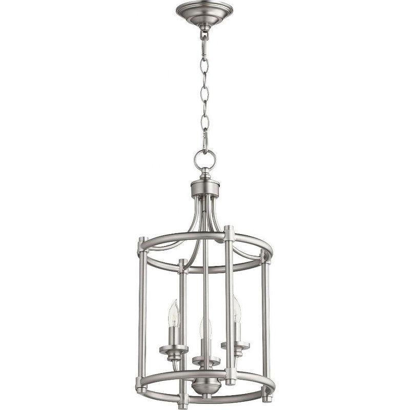 Quorum Lighting Rossington 3-Light Entry Pendant, Satin Nickel, 12W x 21.5H, Dry Rated