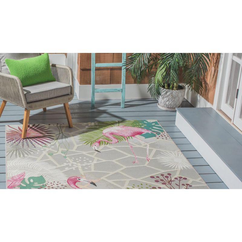 Barbados 500 BAR551 Power Loomed Indoor/Outdoor Area Rug - Grey/Pink - 5'3"x5'3" - Safavieh