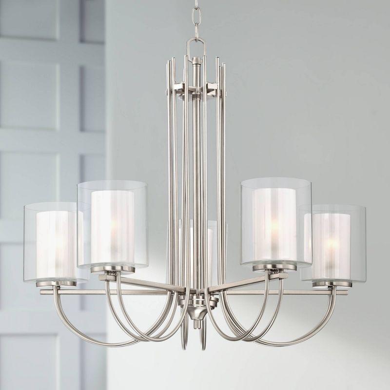 Melody Brushed Nickel 27" Wide Modern Pendant Chandelier with Frosted Glass