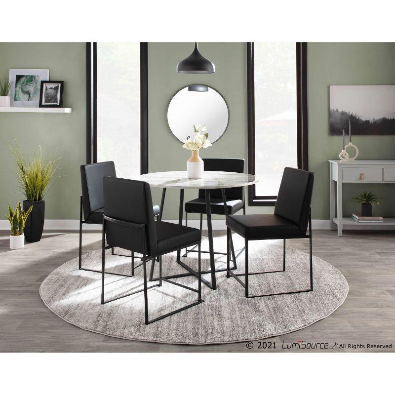 Set of 2 High Back Fuji Dining Chairs: Upholstered, Armless, Steel Frame - LumiSource
