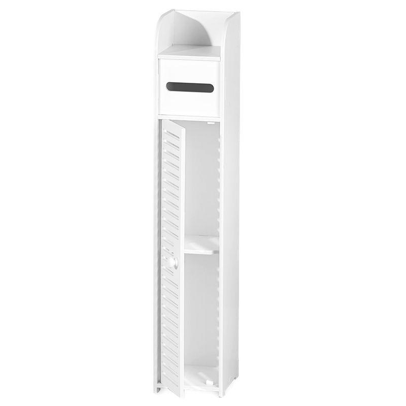 Slim White PVC Freestanding Bathroom Storage Cabinet