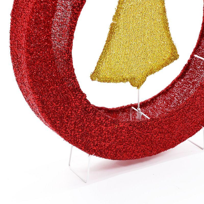 1.9Ft Red and Gold Ornament Bell Wreath with Lights