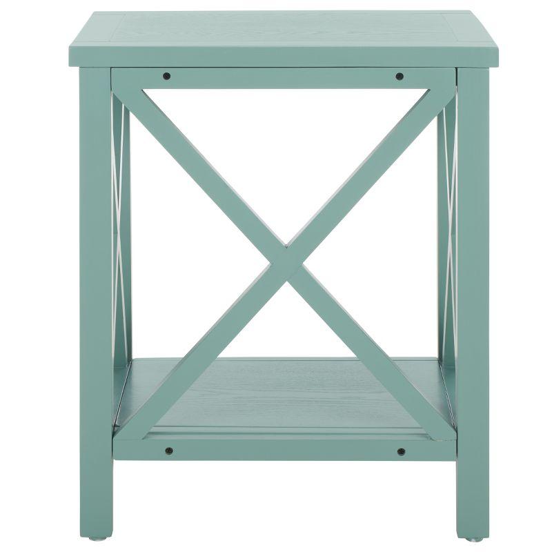 Candace Cross Back End Table - AMH6523E - Dusty Green - Safavieh Couture