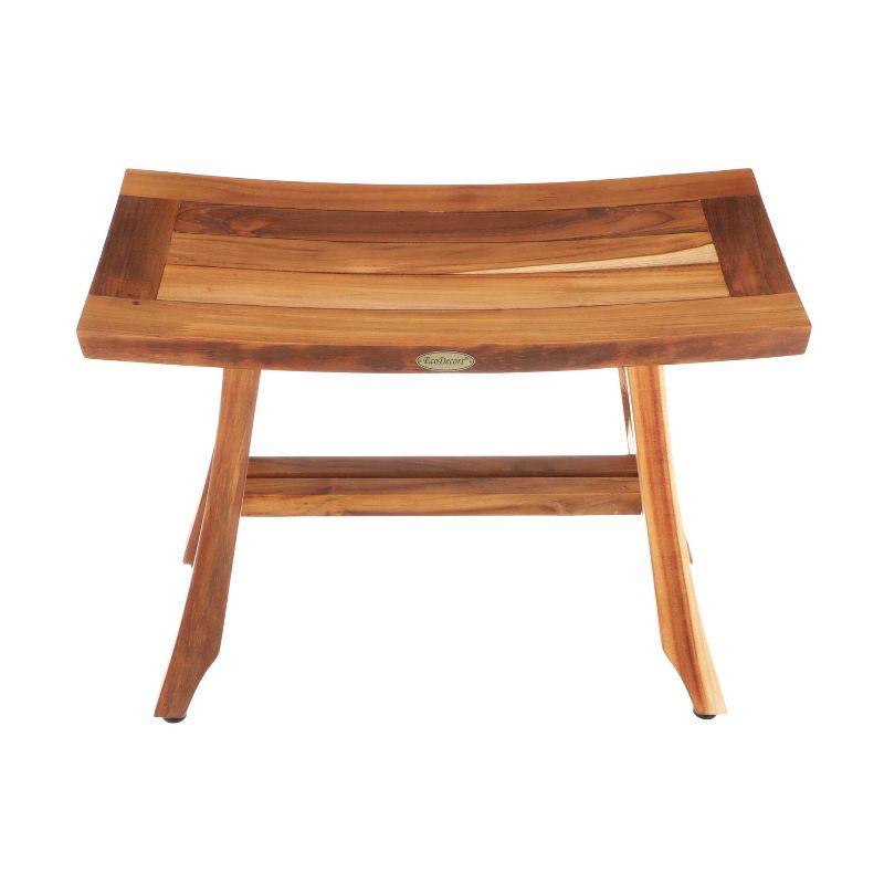 24" Satori ED992 Wide Teak Shower Stool for Shaving Legs - EcoDecors: Rectangular Bathroom Bench, 250lb Capacity