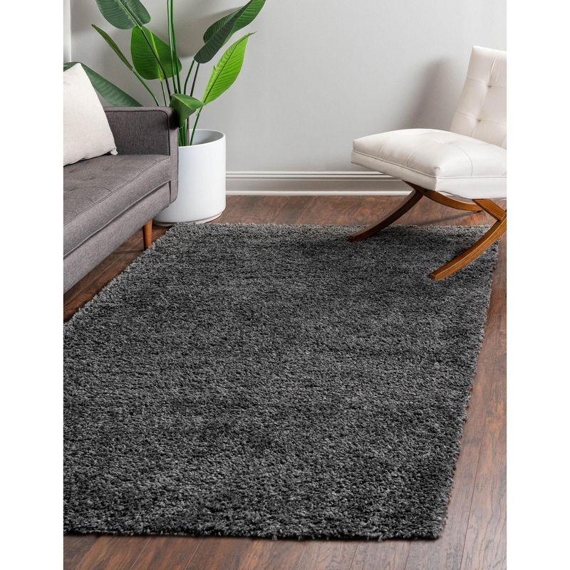 Gray Rectangular Shag Indoor Area Rug