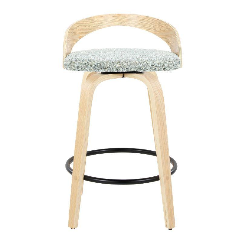 Set of 2 Grotto Counter Height Barstools: Swivel, Cushioned, Wood Legs - LumiSource