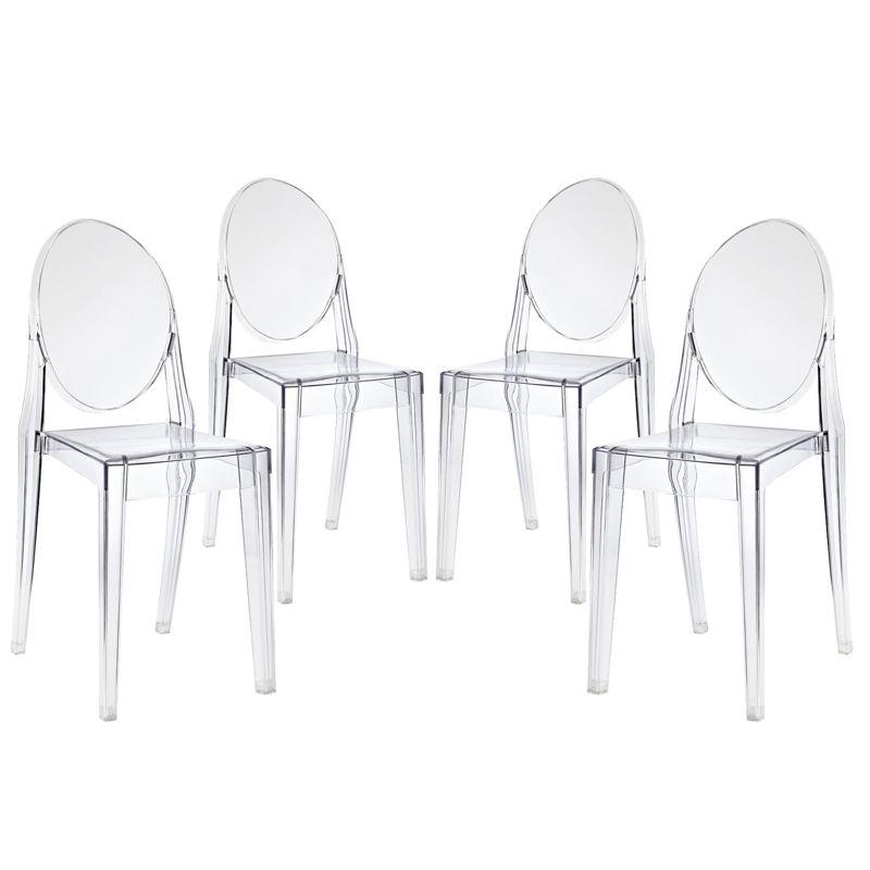 Modway Casper Modern Acrylic Stacking Four Dining Armchairs