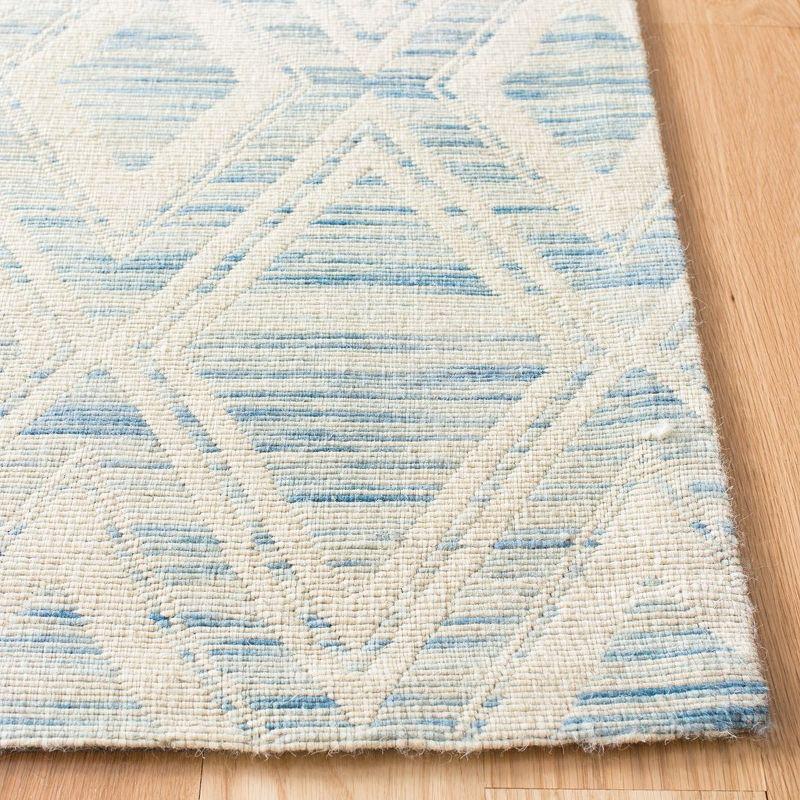 Ivory and Dark Blue Hand-Tufted Wool 3' x 5' Area Rug