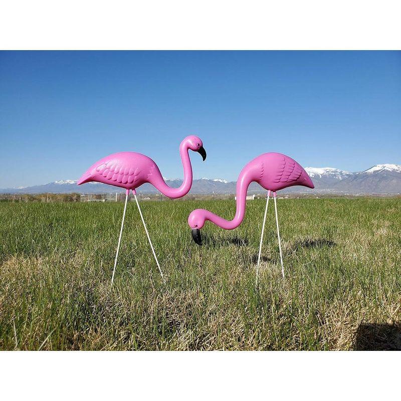 Mini Pink Flamingo Yard Ornaments with Wire Legs, Set of 2