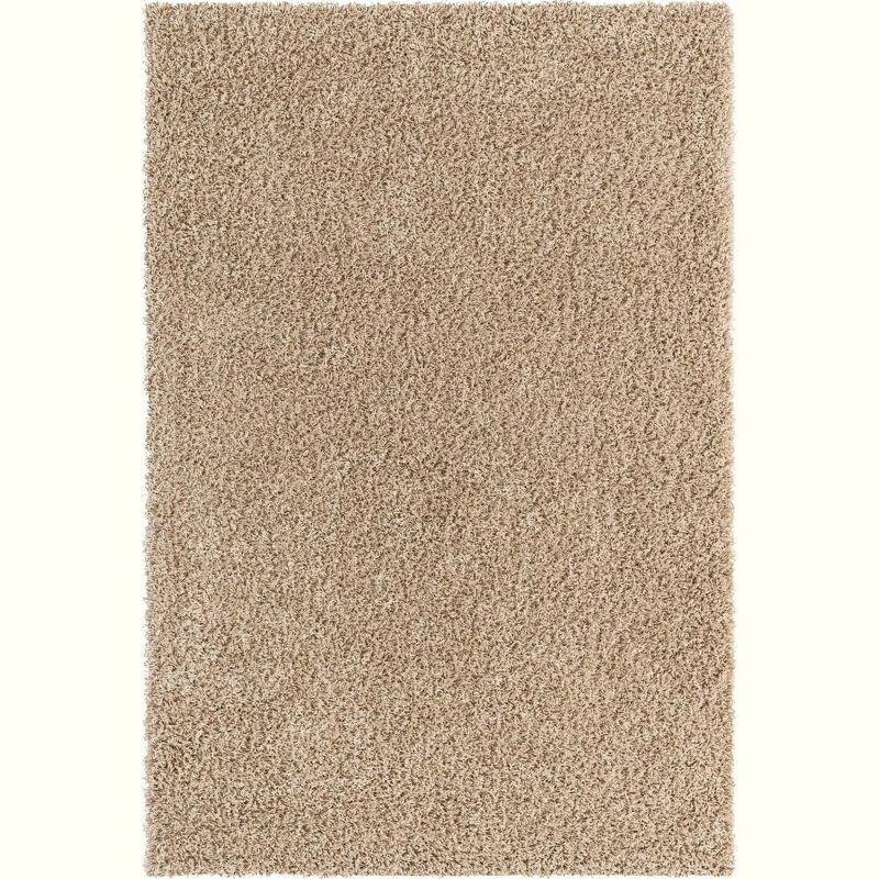 Taupe 6' x 9' Rectangular Shag Synthetic Area Rug