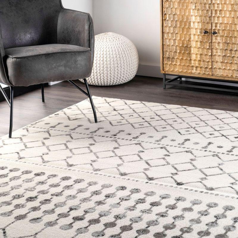 Nuloom 7x9 Zola Geometric Moroccan Indoor Area Rug, Grey, Faded Bohemian Design, Stain Resistant, BedroomLiving Room, Kitchen,