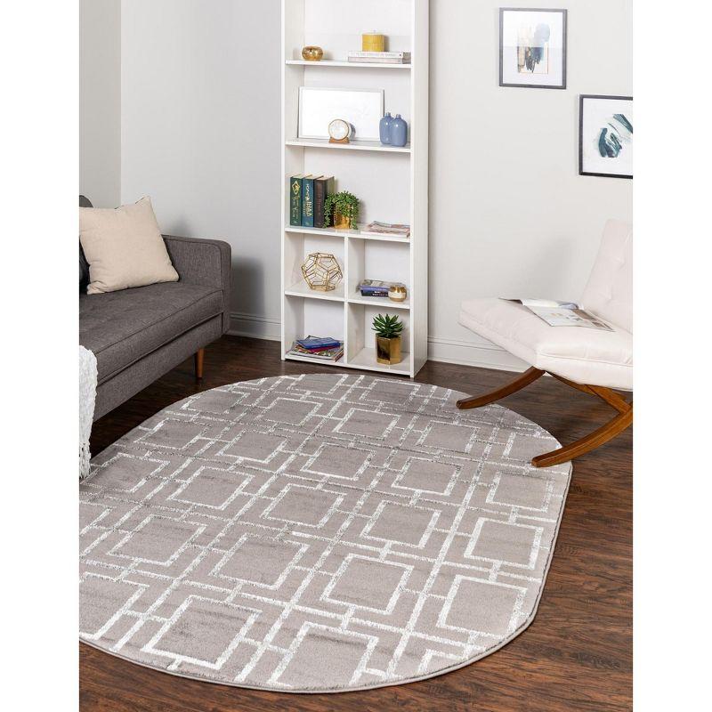 Glam Geometric Gray Silver Area Rug