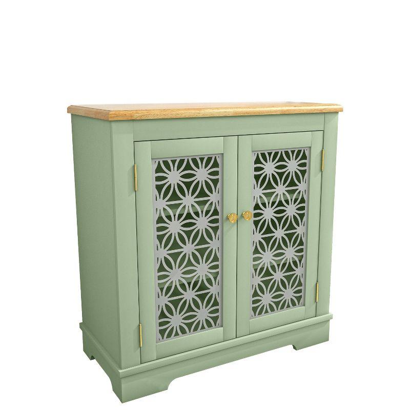 30" Storage Sideboard Buffet Cabinet Green - Home Essentials: Bohemian Style, Adjustable Shelves, Tempered Glass Doors