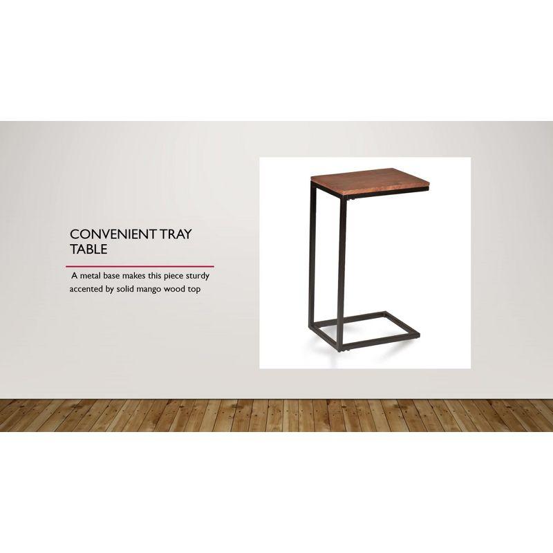 Carolina Living Fletcher C Table Chestnut/Black: Chair Side Accent, Metal Frame, Mango Wood Top