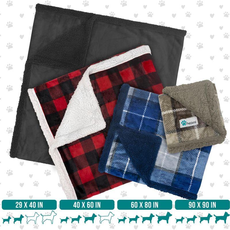 PetAmi Waterproof Dog Blanket for Bed Couch Sofa Cover, Reversible Faux Shearling Fleece Pet Throw