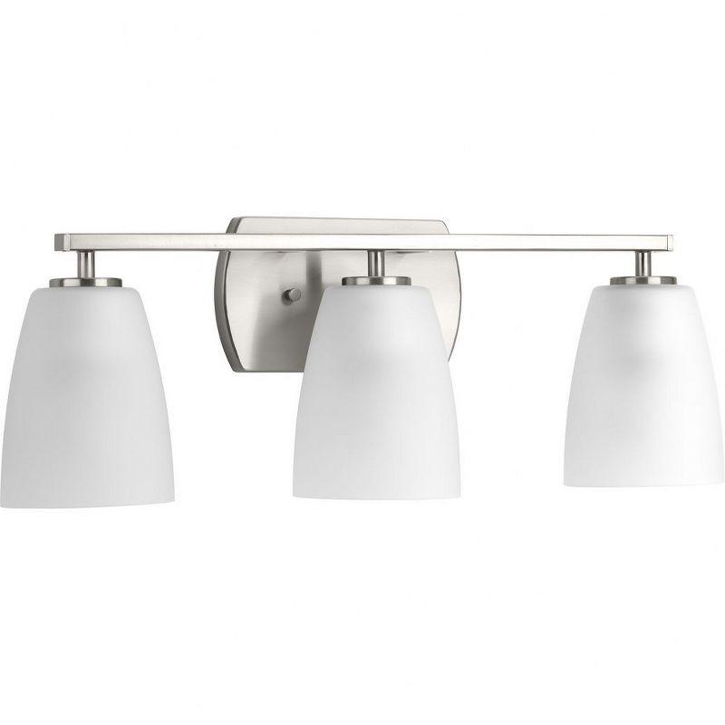 Brushed Nickel 3-Light Vanity Fixture with Etched Glass Shades