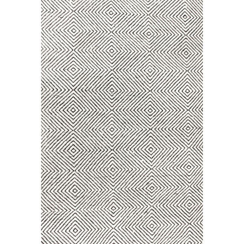 Handmade Ivory Geometric Wool 6' x 9' Tufted Area Rug