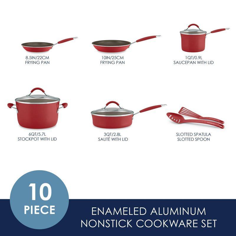 Rachael Ray Red 10-Piece Nonstick Aluminum Cookware Set