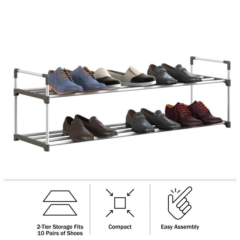 Home-Complete 2-Tier Shoe Rack for 10 Pairs, White