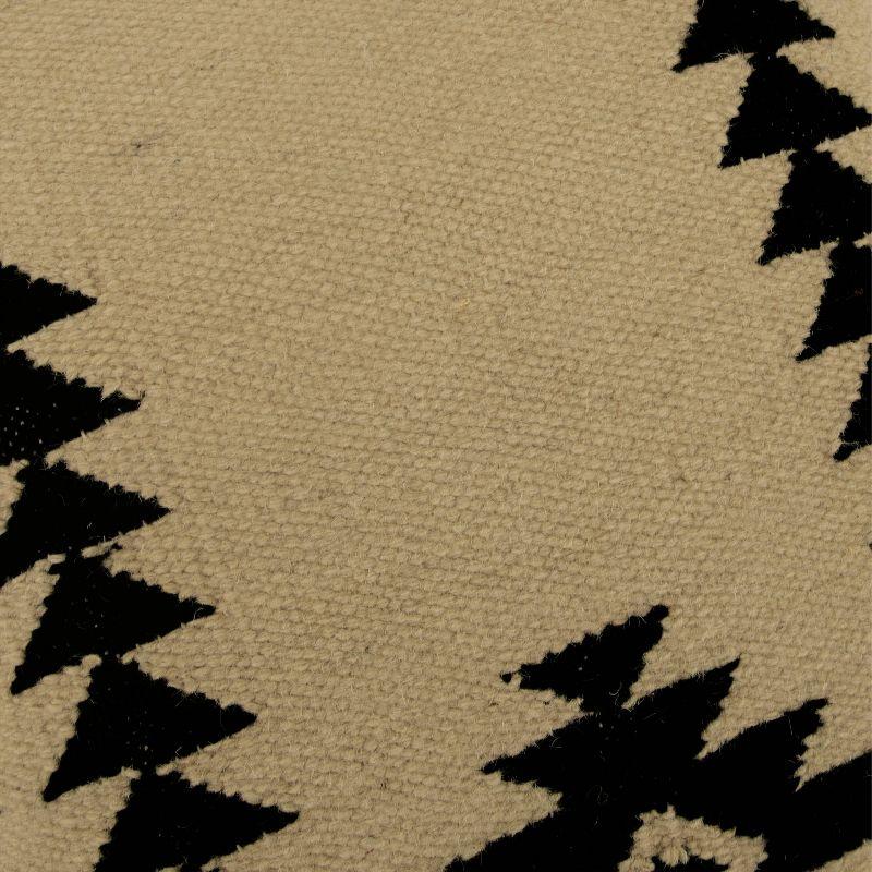 Ivory and Black Southwestern Wool and Cotton Throw Pillow