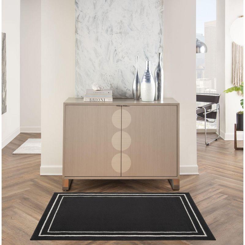 Nourison Essentials 3' x 5' Black Ivory Contemporary Bordered Indoor/Outdoor Area Rug
