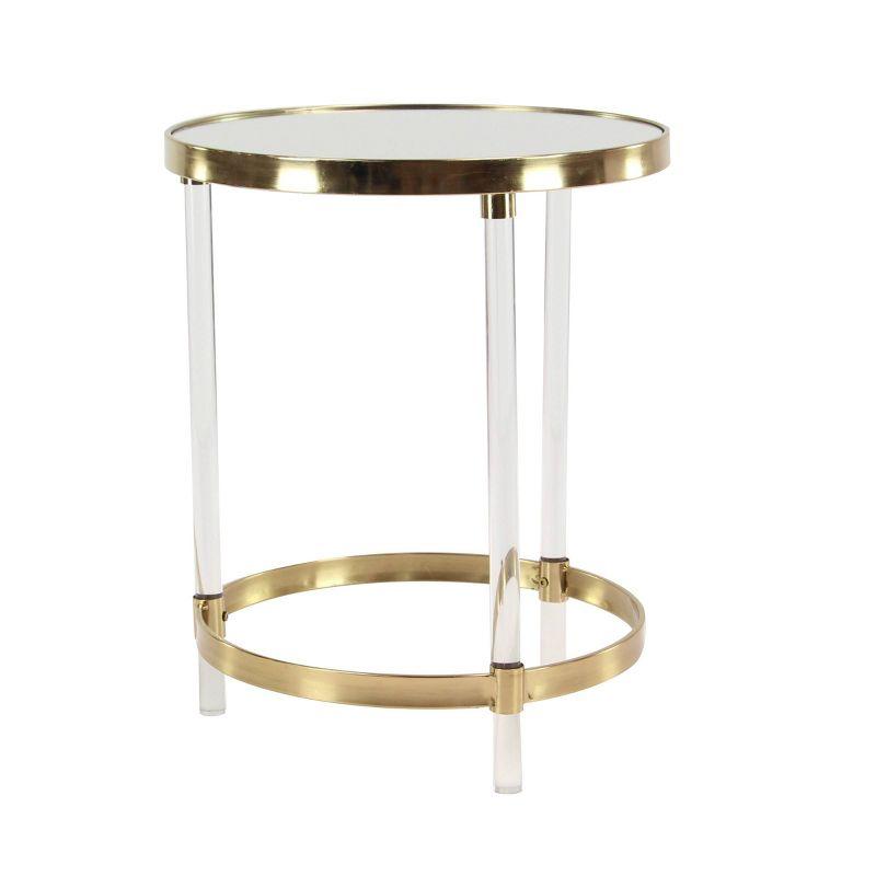 Elegant Gold Round Acrylic Accent Table with Mirrored Top