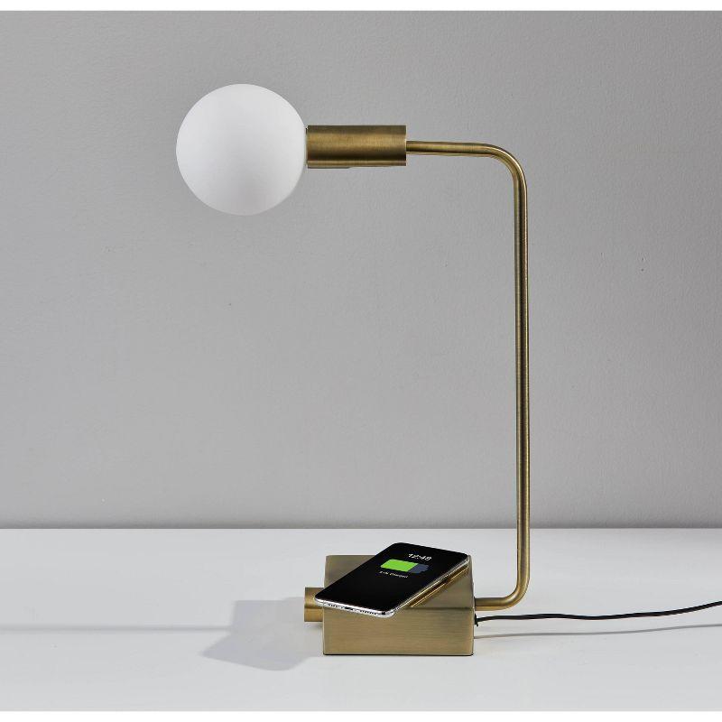 Adjustable Antique Brass Desk Lamp with Wireless Charger