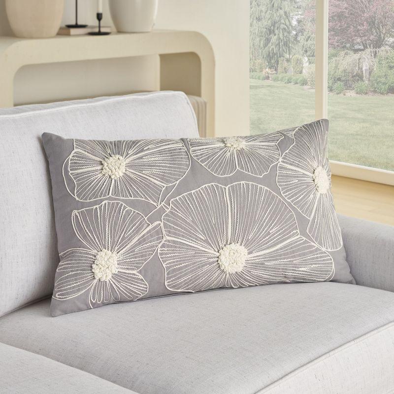 Mina Victory Embroidered Flowers Indoor Throw Pillow Cover Only