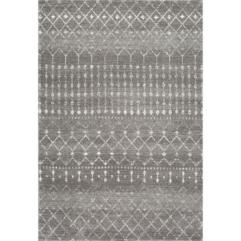 Nuloom 10 Square Moroccan Blythe Indoor Area Rug, Dark Grey, Faded Bohemian Design, Stain Resistant, BedroomLiving Room, Kitchen,